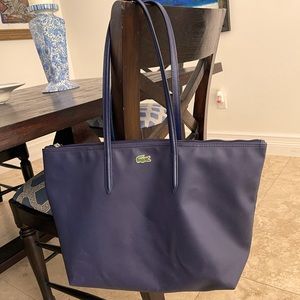 Navy Lacoste Nylon Tote Bag